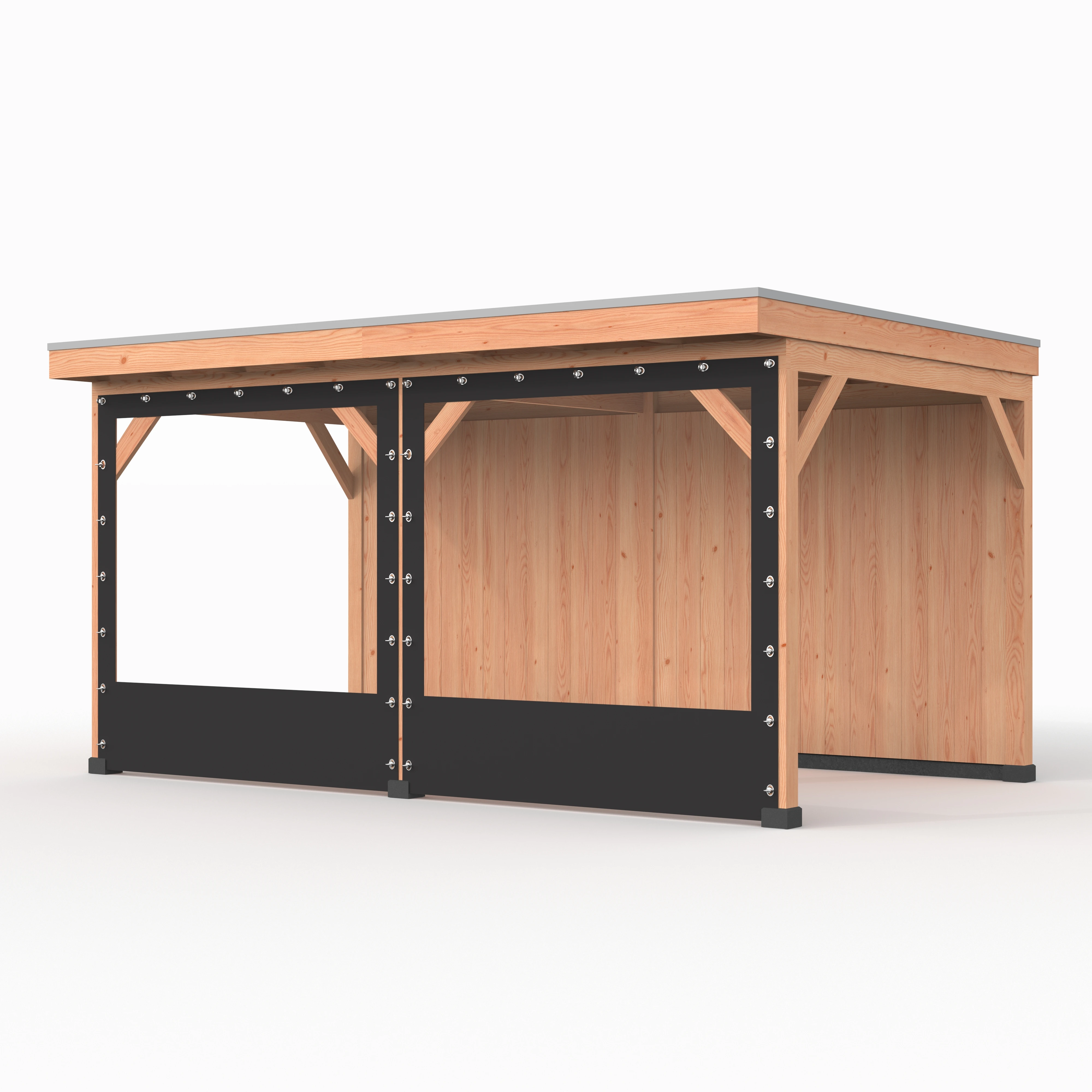 Verandazeil Wand 500 cm Zwart - voor 14 x 14 cm Staanders - Afbeelding 1